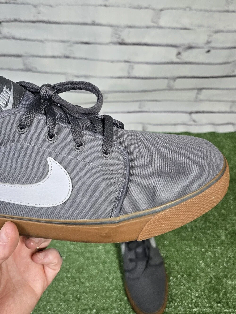 Nike Toki Cotton Canvas Low Laced Gum Sole Sneakers Dark Grey Size 14